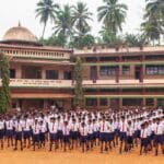 schoolboys near school building india goa india february schoolboys meeting near school building india 193769319