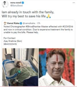 சிவசங்கர் மாஸ்டருக்கு உதவத் தயார்: தாராள மனதுடன் உதவ முன்வந்த சோனு சூட் 3 sivashankar