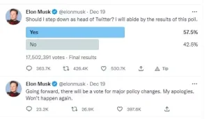 தலைவராக நீடிக்க வேண்டுமா? - மன்னிப்பு கேட்ட எலான் 3 1809293 elon tweet scrn 1