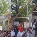 கீழே விழுந்த தேசிய கொடி! அடிக்க கை ஓங்கிய திமுக எம்.எல்.ஏ